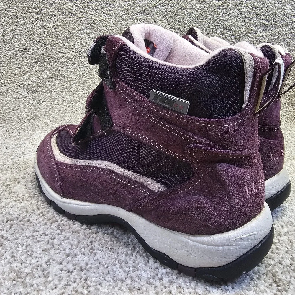 LL Bean Womens Sz 7M Tek 2.5 Waterproof Primaloft 200G Purple Suede 3 Strap Boot